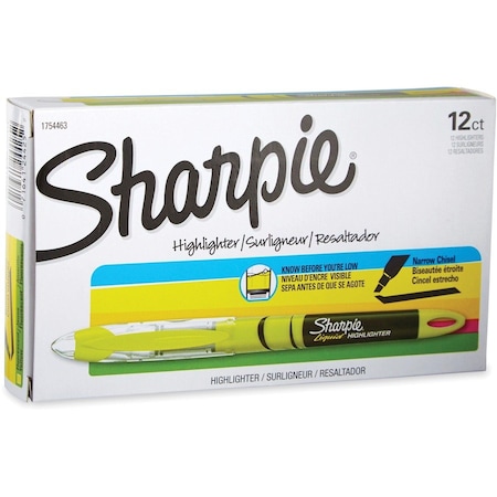 Sharpie Liquid Highlighter, Chisel Point, Fluorescent Yellow 12PK SAN1754463